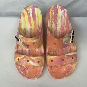CROCS Classic Waterproof Marble Sandals Pink Orange 207701 Size US M 5/W 7 New